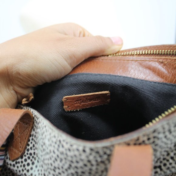 Madewell Cross Body Leather Speckled Fur Distressed Cross Body Purse Bag - Picture 2 of 12